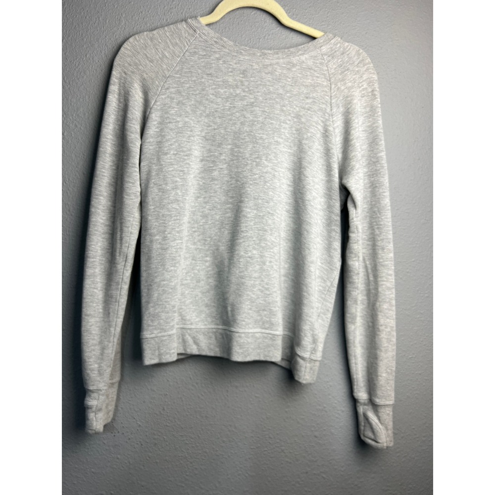 Athleta Girl Cozy Sporty Cross Your Fingers Sweatshirt Gray XL 14 Crossover Back